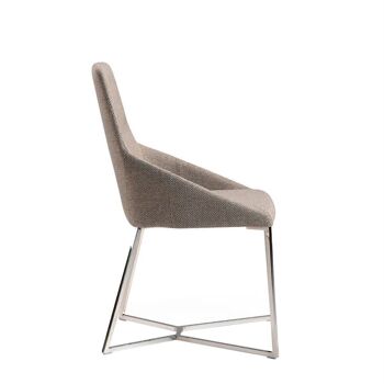 Chaise de salle à manger rembourrée en tissu et structure en acier inoxydable chromé, modèle 4008 2