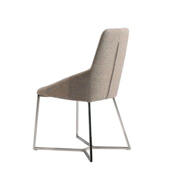 Chaise de salle à manger rembourrée en tissu et structure en acier inoxydable chromé, modèle 4008 3