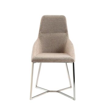 Chaise de salle à manger rembourrée en tissu et structure en acier inoxydable chromé, modèle 4008 4