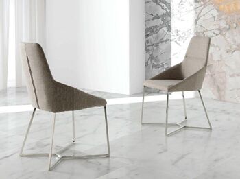 Chaise de salle à manger rembourrée en tissu et structure en acier inoxydable chromé, modèle 4008 6