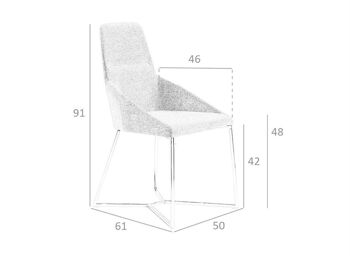 Chaise de salle à manger rembourrée en tissu et structure en acier inoxydable chromé, modèle 4008 7