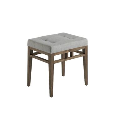 Barefoot stool with upholstered seat and walnut veneered wood structure, model 5027