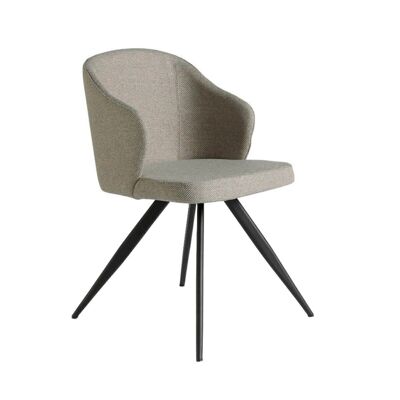 Dining chair upholstered in fabric and legs structure in epoxy steel painted in black, model 4057