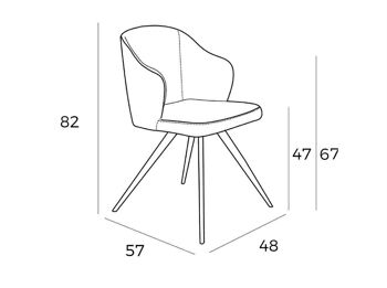 Chaise de salle à manger rembourrée en tissu et structure de pieds en acier époxy peint en noir, modèle 4057 8
