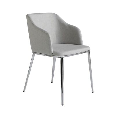 Chaise de salle à manger rembourrée en tissu avec structure de pieds en acier inoxydable chromé, modèle 4050