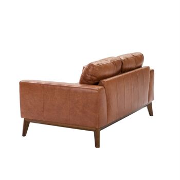 comprar sofá de 2 plazas de piel Natural con madera de Nogal