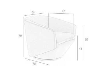 Fauteuil pivotant recouvert de tissu effet velouté, Base en acier noirci poli et structure interne en bois de pin, modèle 5041 9