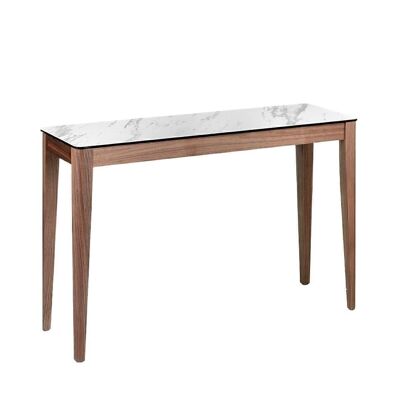 Console with walnut veneered wood structure and porcelain top, model 3082