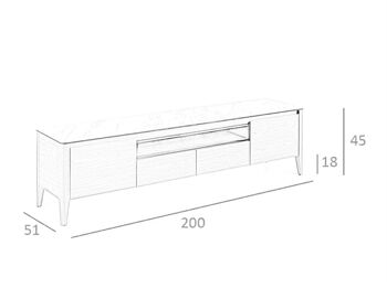 Meuble TV avec structure en bois plaqué noyer avec portes et tiroirs et plateau en porcelaine, modèle 3083 7