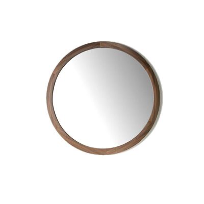 Espejo circular de pared con marco de madera chapada en nogal, modelo 3084