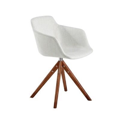 Swivel dining chair beige fabric 4059