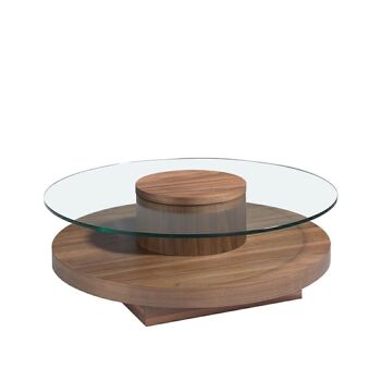 Table basse avec structure en bois plaqué noyer et plateau en verre trempé, modèle 2052 4