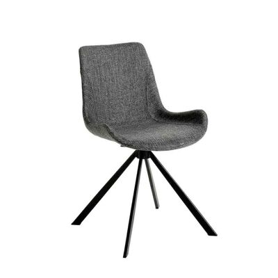 Swivel dining chair upholstered in fabric and solid steel leg frame painted in black epoxy, model 4071