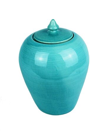 Couvercle vase céramique turquoise 25 cm