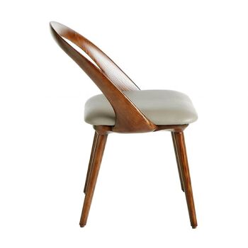 Chaise de salle à manger rembourrée en similicuir et structure en bois de frêne peint en couleur noyer, modèle 4063 2