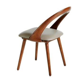 Chaise de salle à manger rembourrée en similicuir et structure en bois de frêne peint en couleur noyer, modèle 4063 4