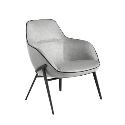 Confidant Sessel mit Stoffbezug und schwarzem Rand, Beine und Innenstruktur aus schwarzem, epoxidbeschichtetem Stahl, Modell 5065