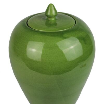 Lidded vase ceramic green 25 cm