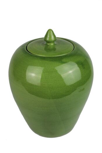 Vase à couvercle en céramique vert 25 cm 1