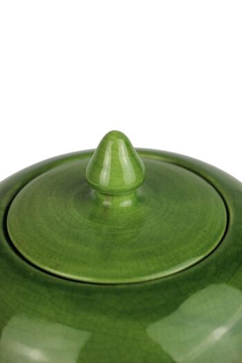Vase à couvercle en céramique vert 25 cm 2