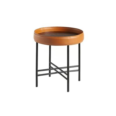 Cognac cowhide leather corner table 2059