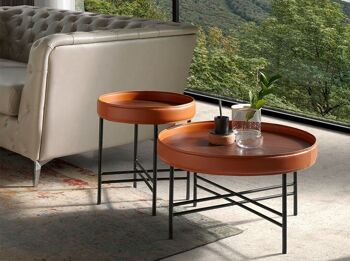 Table d'angle en cuir de vachette cognac 2059 3