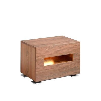 Walnut bedside table with lighting model 7065