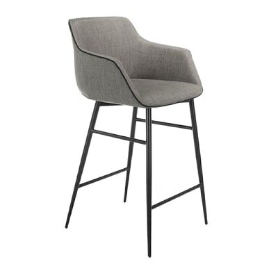 Stool upholstered in fabric and black trim with armrests and seat in 25kg/m3 polyurethane foam, frame with black painted steel legs, model 4089
