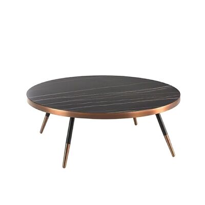 Round black marble porcelain coffee table model 2068