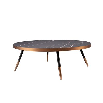 Round black marble porcelain coffee table model 2068