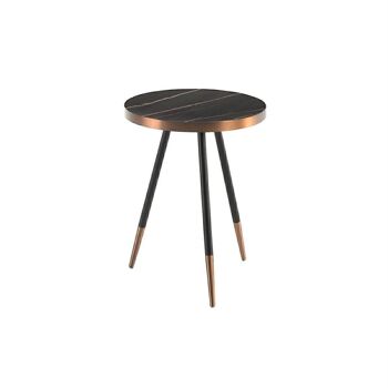 Table d'angle ronde en porcelaine marbre noir modèle 2069 1