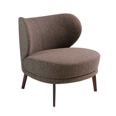 Armchair upholstered in textured fabric and brown epoxy steel legs, model 5079
