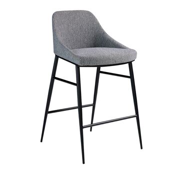 Tabouret rembourré en tissu avec structure en acier teinté époxy noir, modèle 4103 1