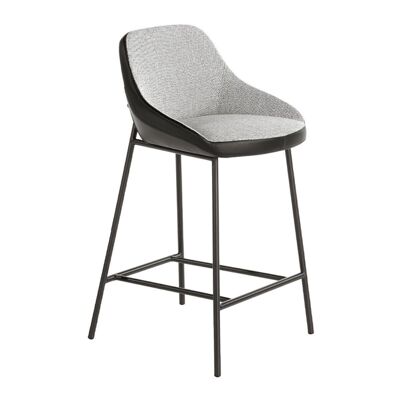 Stool upholstered in fabric and imitation leather with structure in black epoxy-tinted steel, model 4100