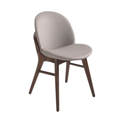 Dining chair upholstered in imitation leather and structure in solid ash wood, walnut color, model 4107