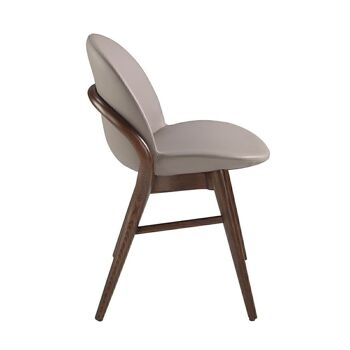 Chaise de salle à manger rembourrée en similicuir et structure en bois de frêne massif, couleur noyer, modèle 4107 3