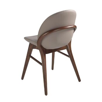 Chaise de salle à manger rembourrée en similicuir et structure en bois de frêne massif, couleur noyer, modèle 4107 4