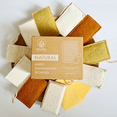 BfefBo Natural Mixed Dishwashing Sponges - 12 Pack