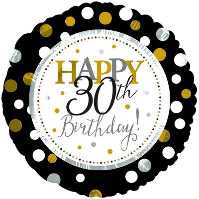 Metallic Polka Happy 30th Birthday Foil Balloon