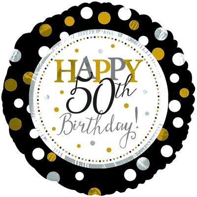 Palloncino Foil Metallic Polka Happy 50th Birthday