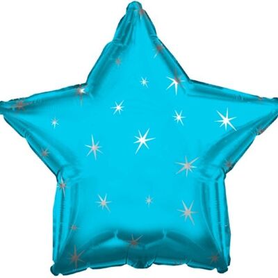 Palloncino foil stella blu scintillante