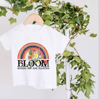 Bloom where you are planted T-shirt (rainbow)
