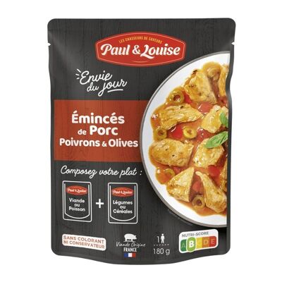 Geschnetzeltes Schweinefleisch, Paprika & Oliven (180g)