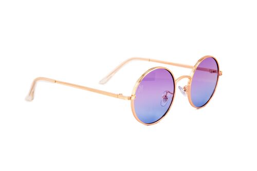GOLD ROUND FRAME WITH PURPLE GRADIENT LENSES | JP18576