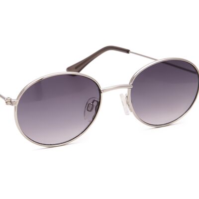 SILVER METAL OVAL FRAMES WITH GREY LENSES | JP18368