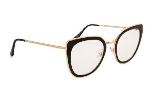 CAT EYE BLACK AND GOLD FRAME WITH CLEAR LENSES | JP18288