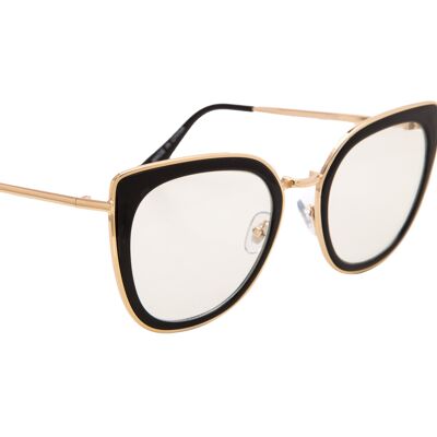 CAT EYE BLACK AND GOLD FRAME WITH CLEAR LENSES | JP18288