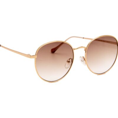 GOLD ROUND METAL FRAMES WITH BROWN LENSES | JP18777