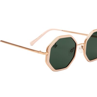WHITE HEXAGON FRAME WITH WITH GREEN LENSES | JP18782