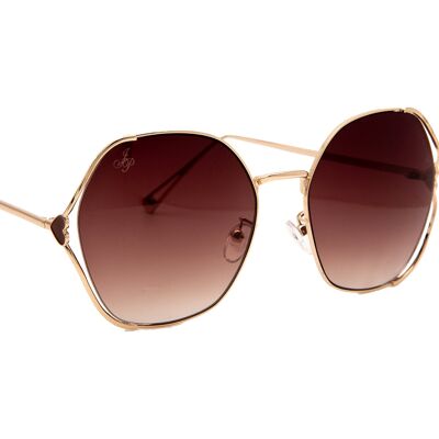 OVERSIZED ROUND GOLD FRAME WITH HEART DETAILS | JP18787